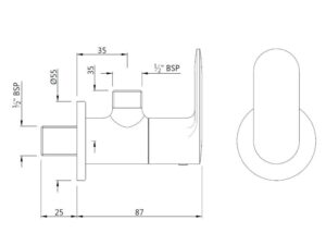 jaquar | bath | angle valve with wall flange chrome
