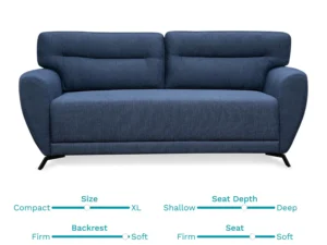 furlenco | ella fabric 3 seater sofa in moroccan blue color (copy)