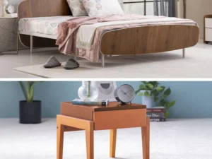 furlenco | blanca queen bed, mattress with pico bedside table