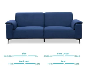 furlenco | cleo velvet 3 seater sofa in sapphire blue color (copy)