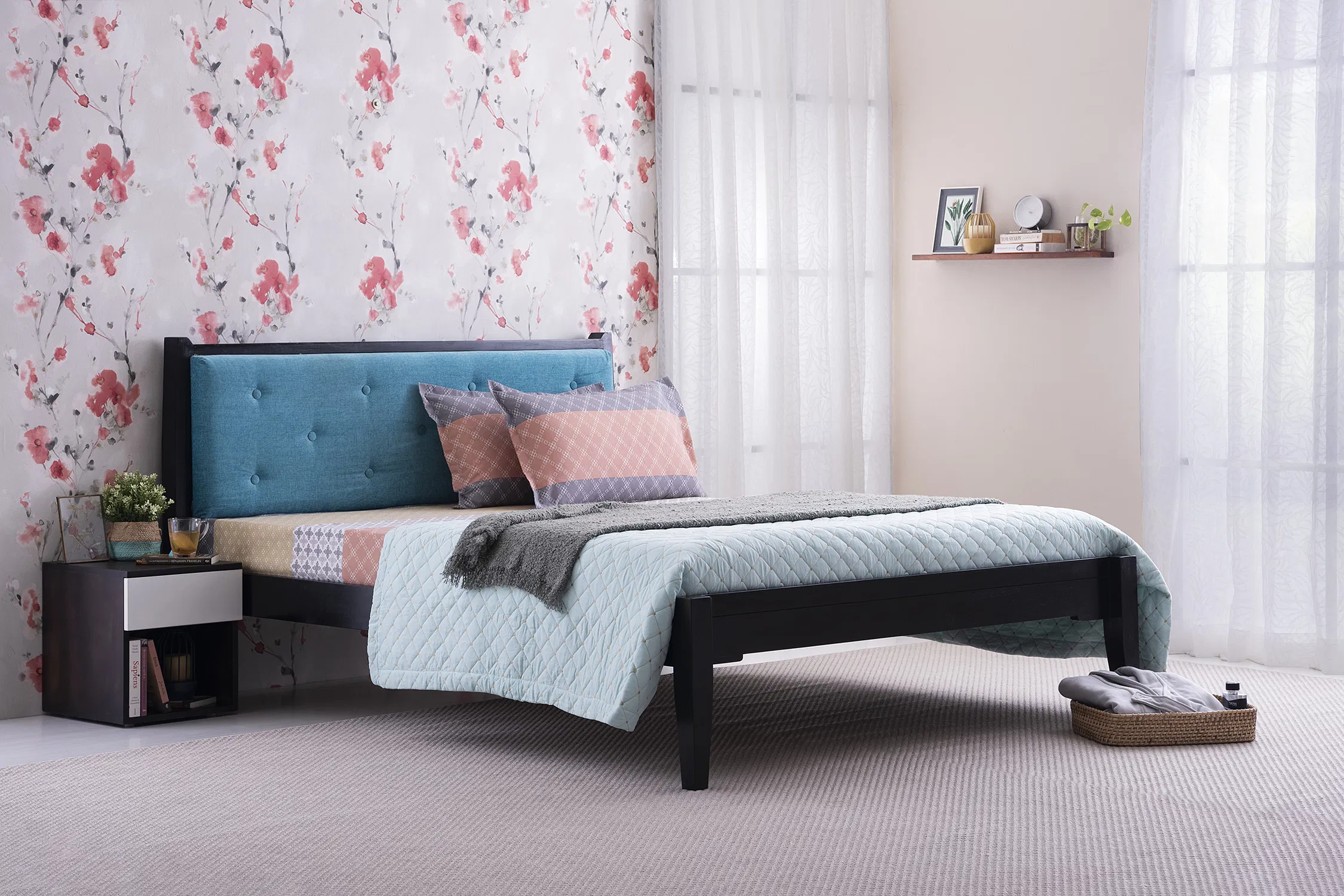 furlenco | mili dvi solid wood queen bed with 4" premium mattress furlenco | mili dvi solid wood queen bed with 4" premium mattress