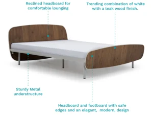 furlenco | blanca queen bed, mattress & folding laptop table