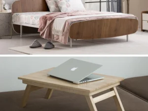 furlenco | blanca queen bed, mattress & folding laptop table