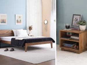 furlenco | mojave queen bed with 6" premium mattress with hako bedside table