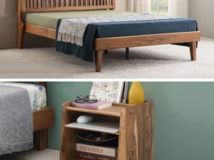 furlenco | sara queen bed, mattress with taki bedside table