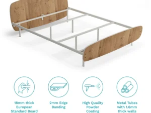 furlenco | blanca engineered wood queen bed with 6" premium mattress