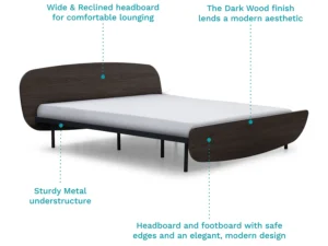 furlenco | haimish engineered wood king bed in carbon grey finish