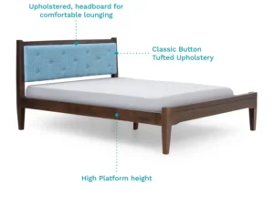 furlenco | mili dvi solid wood queen bed with 6" premium mattress