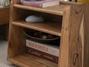 furlenco | taki solid wood bedside table in timeless teak finish