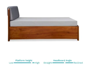 furlenco | vitello solid wood queen hydraulic storage bed with 6" premium mattress holland grey