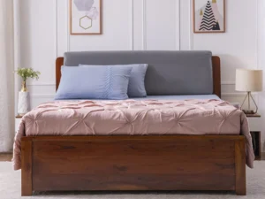 furlenco | vitello solid wood queen hydraulic storage bed with 6" premium mattress holland grey