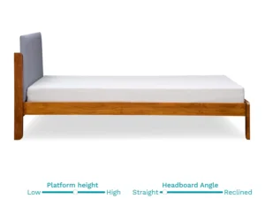 furlenco | vitello solid wood single bed with 6" premium mattress holland grey