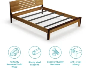 furlenco | pico queen bed classic with 6" premium mattress and pico bedside table classic