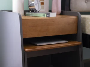 furlenco | roo engineered wood bedside table in teak finish