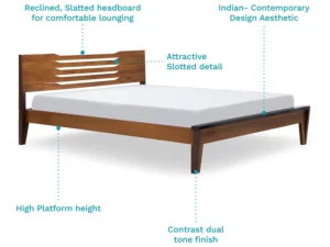 furlenco | pico solid wood queen bed in walnut finish (copy)