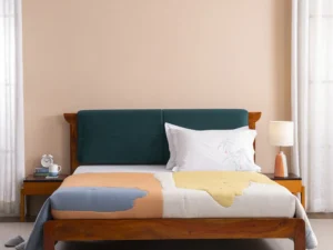 furlenco | vitello solid wood queen bed with 6" premium mattress