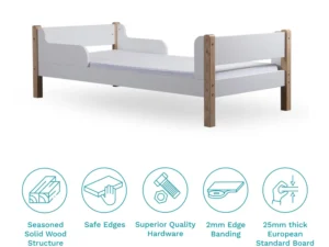 furlenco | kids engineered wood single bed in ivory white finish