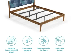 furlenco | mojave upholstered queen bed with 4" premium mattress