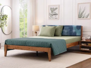 furlenco | mojave upholstered queen bed with 4" premium mattress