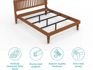 sara solid wood queen bed in timeless teak finish