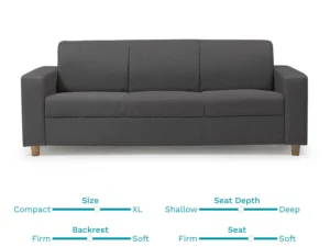 furlenco | ella fabric 3 seater sofa in shell grey color (copy) (copy)