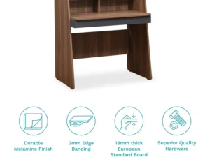 furlenco | moreno engineered wood study table in neo teak finish