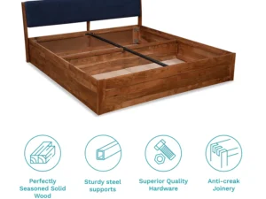 furlenco | mojave upholstered queen bed with 4" premium mattress