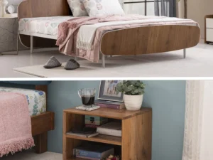 furlenco | blanca queen bed, mattress with hako bedside table