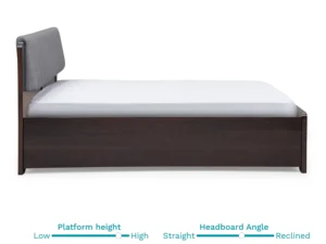 furlenco | blaze solid wood hydraulic storage queen bed in walnut finish