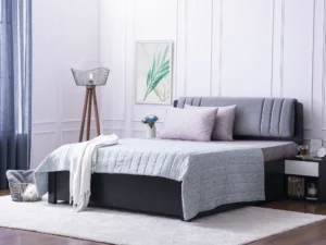 furlenco | blaze solid wood hydraulic storage queen bed in walnut finish