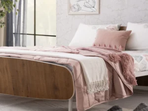 furlenco | blanca engineered wood queen bed in teak finish