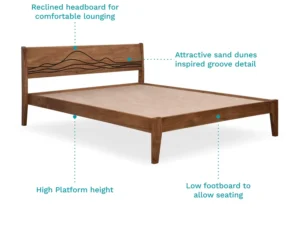 furlenco | mojave solid wood queen bed in teak finish