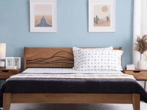 furlenco | mojave solid wood queen bed in teak finish