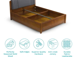 furlenco | vitello queen box storage bed with 4" premium mattress