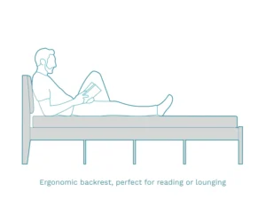 furlenco | mojave upholstered queen bed, mattress & ella 3 seater sofa in moroccan blue