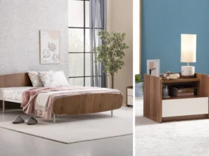 furlenco | blanca queen bed with 6" mattress & bianca bedside table