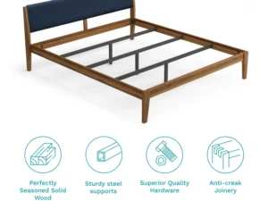 furlenco | mojave upholstered king bed moroccan blue