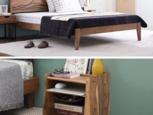 furlenco | mojave queen bed, mattress with taki bedside table