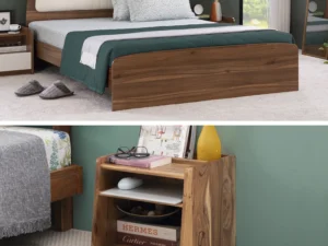 furlenco | dune queen bed, mattress with taki bedside table