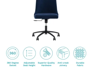 furlenco | dualo upholstered study chair in sapphire blue color
