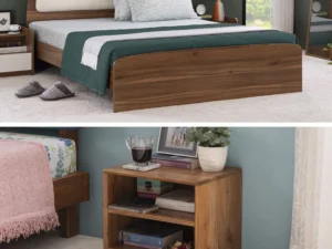 furlenco | dune queen bed, mattress with hako bedside table