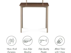 furlenco | no cap engineered wood study table in smoked walnut finish
