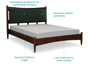 furlenco | aara solid wood upholstered queen bed