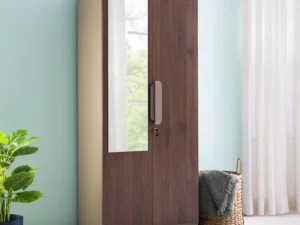 furlenco | bianca engineered wood 2 door wardrobe with mirror in ivory white finish (copy)