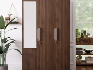 furlenco | lana engineered wood 2 door wardrobe with mirror in teak finish (copy)