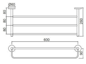 jaquar | accessorie| towel rack 600mm long chrome