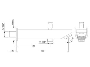 jaquar | bath | bath tub spout with button attachment for hand shower with wall flange