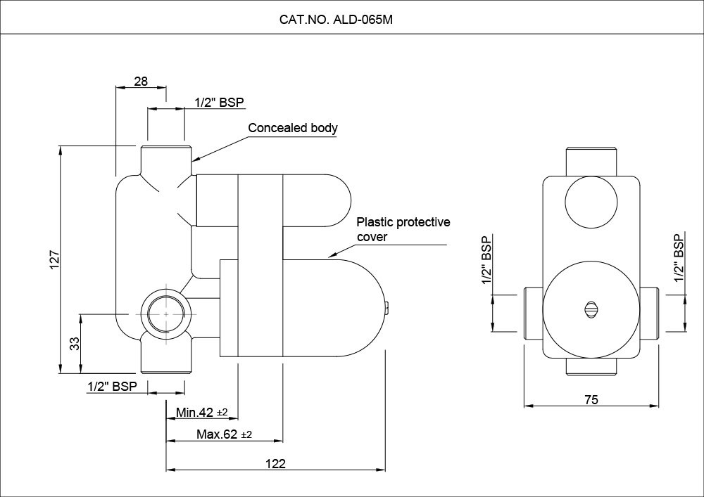 jaquar | allied | concealed body for single lever diverter 40mm cartridge jaquar | allied | concealed body for single lever diverter 40mm cartridge