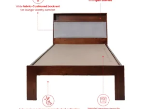 rentomojo | aroura single bed with back cushion and shelf