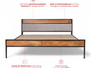 rentomojo | poise king bed with shelf